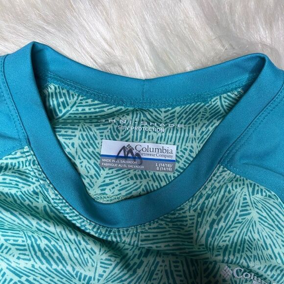 Columbia turquoise/sea green print rash gaurd sz large(14/16) - Picture 3 of 8